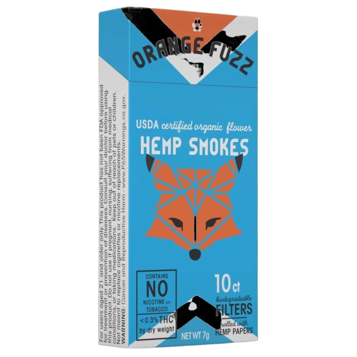ORANGE FUZZ HEMP SMOKES- CBD/CBG- 10CT