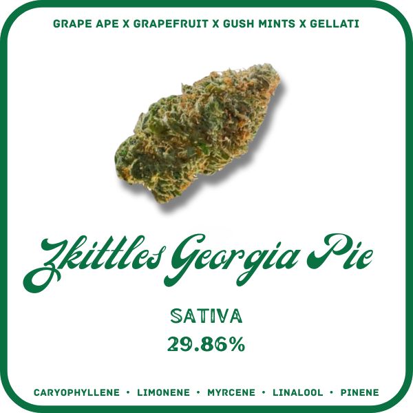 ZKITTLES GEORGIA PIE FLOWER- SATIVA 29.86%