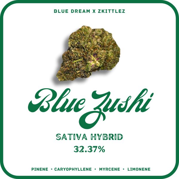BLUE ZUSHI FLOWER- SATIVA HYBRID 32.37%