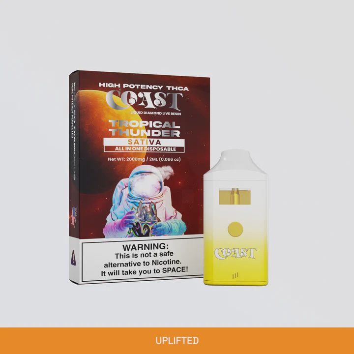 COAST TROPICAL THUNDER 2ML SATIVA VAPE WITH LIQUID DIAMONDS AND LIVE RESIN