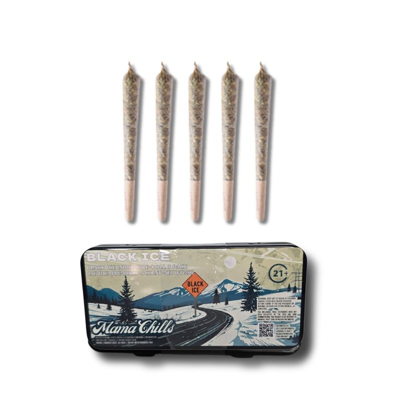 MAMA CHILLS BLACK ICE PRE-ROLLS INDICA- 5 COUNT TIN