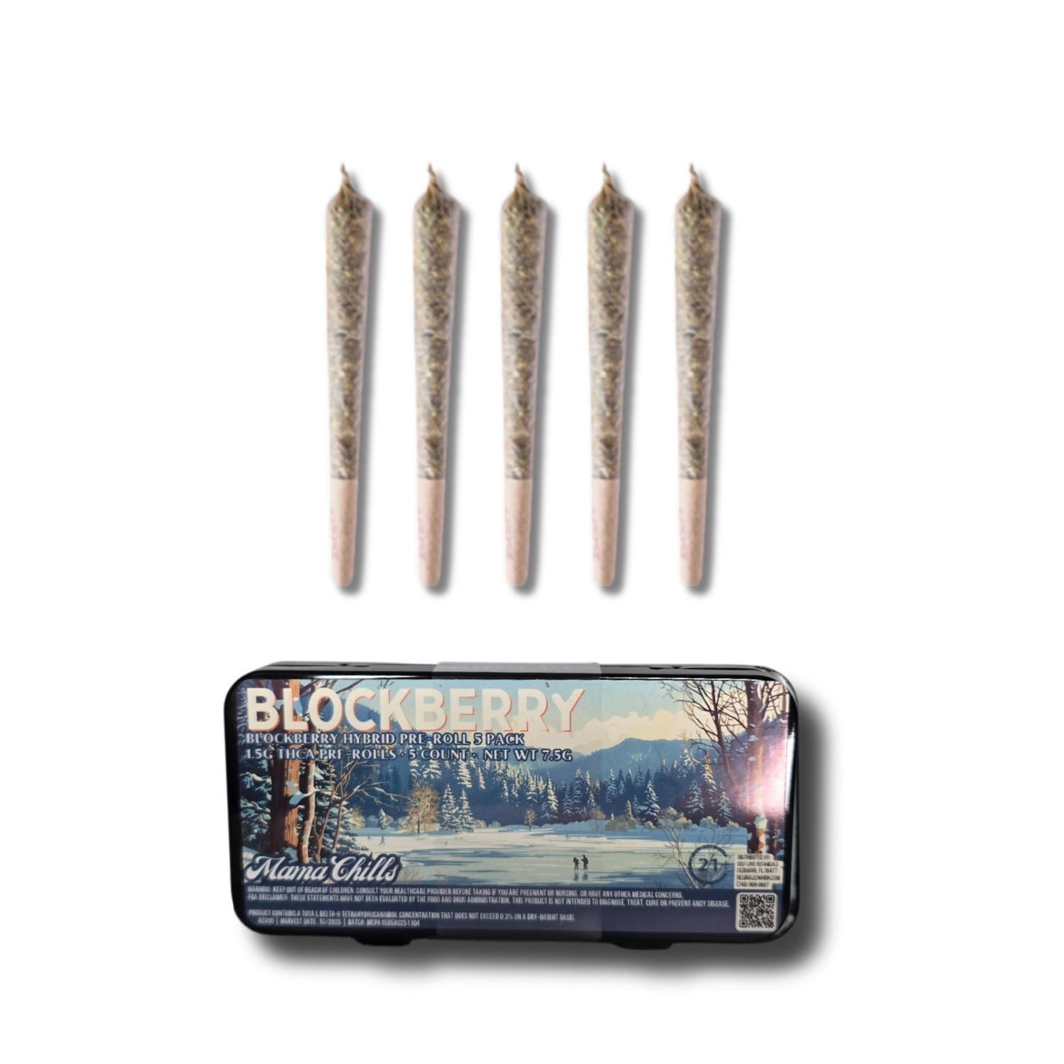 MAMA CHILLS BLOCKBERRY PRE-ROLLS - HYBRID- 5 CT TIN