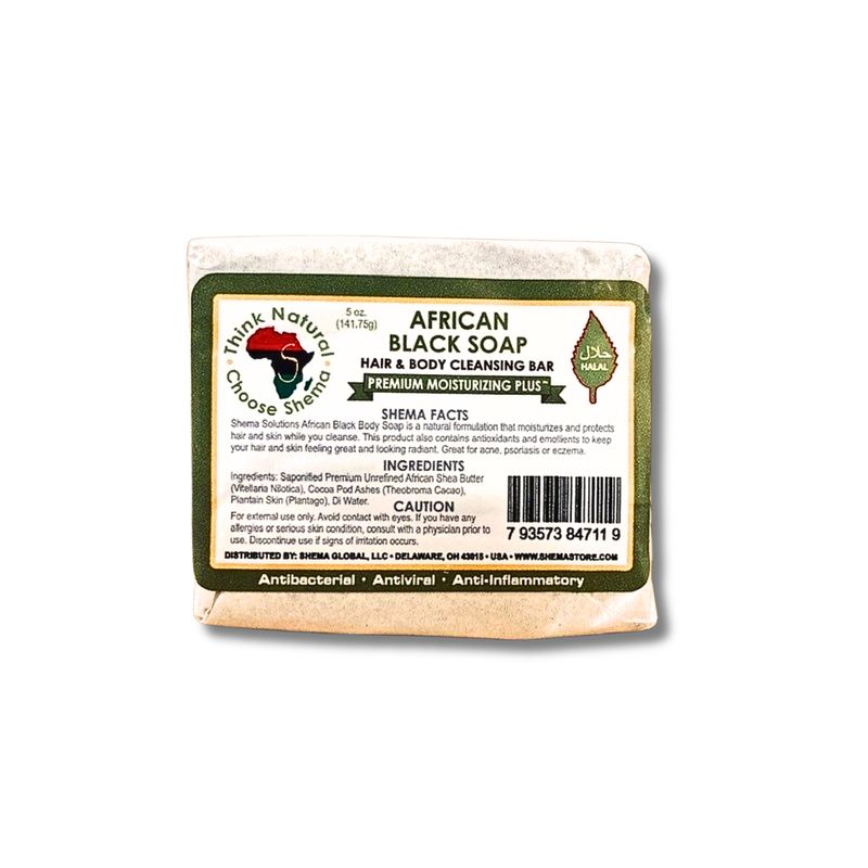 SHEMA AFRICAN BLACK SOAP HAIR AND BODY CLEANSING BAR 5 OZ