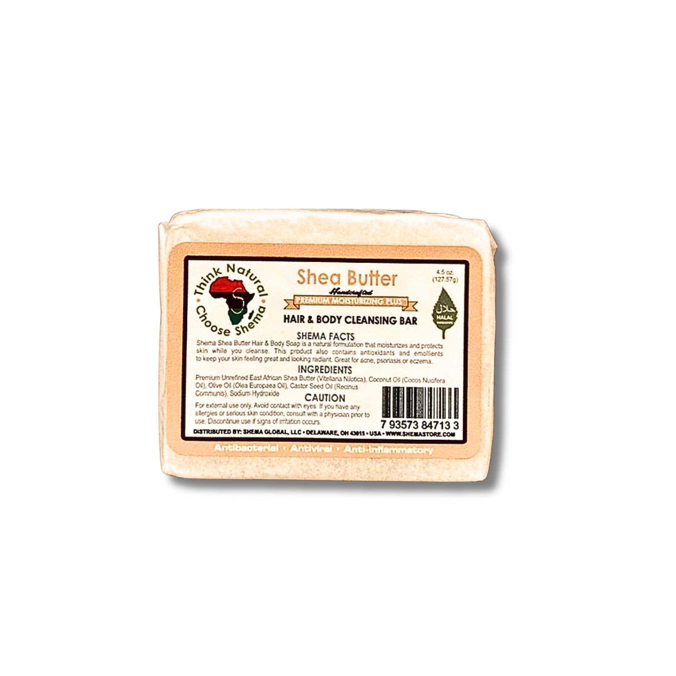 SHEMA SHEA BUTTER HAIR AND BODY CLEANSING BAR 4.5 OZ