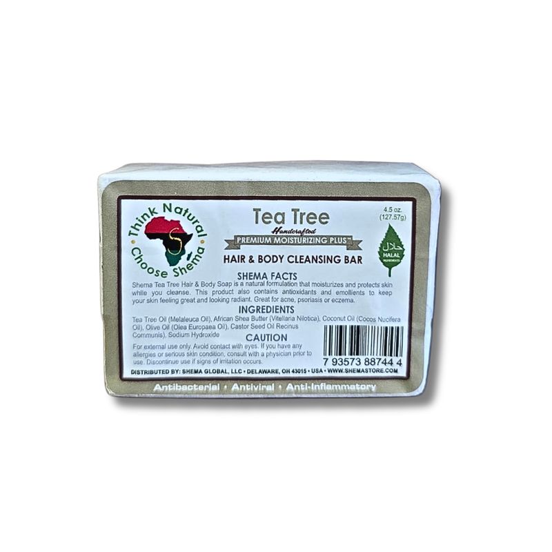 SHEMA TEA TREE HAIR AND BODY CLEANSING  BAR 4.5 OZ HANDMADE SOAP