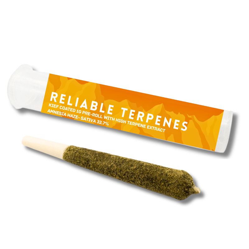TERPENE INFUSED KIEF COATED 1G PREROLL- AMNESIA HAZE- SATIVA 32.7%