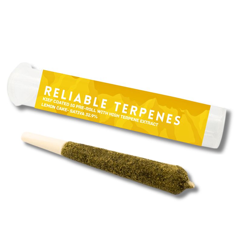 TERPENE INFUSED KIEF COATED 1G PREROLL- LEMON CAKE- SATIVA 32.9%