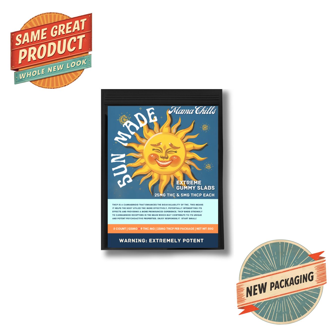 SUN MADE GUMMY SLABS -5CT 25MG THC 5MG THCP