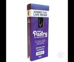 PUFF PASTRY GRAPE APE GUSHERS INDICA VAPE- 3000MG THC LIVE RESIN