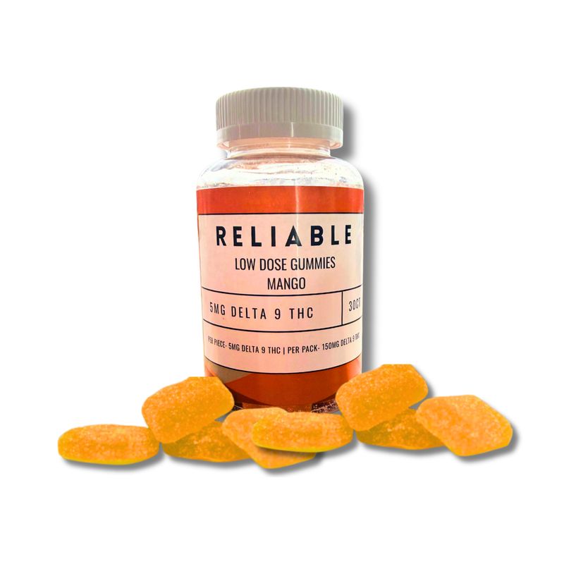 RELIABLE LOW DOSE GUMMIES- 5MG MANGO- 30 COUNT JAR