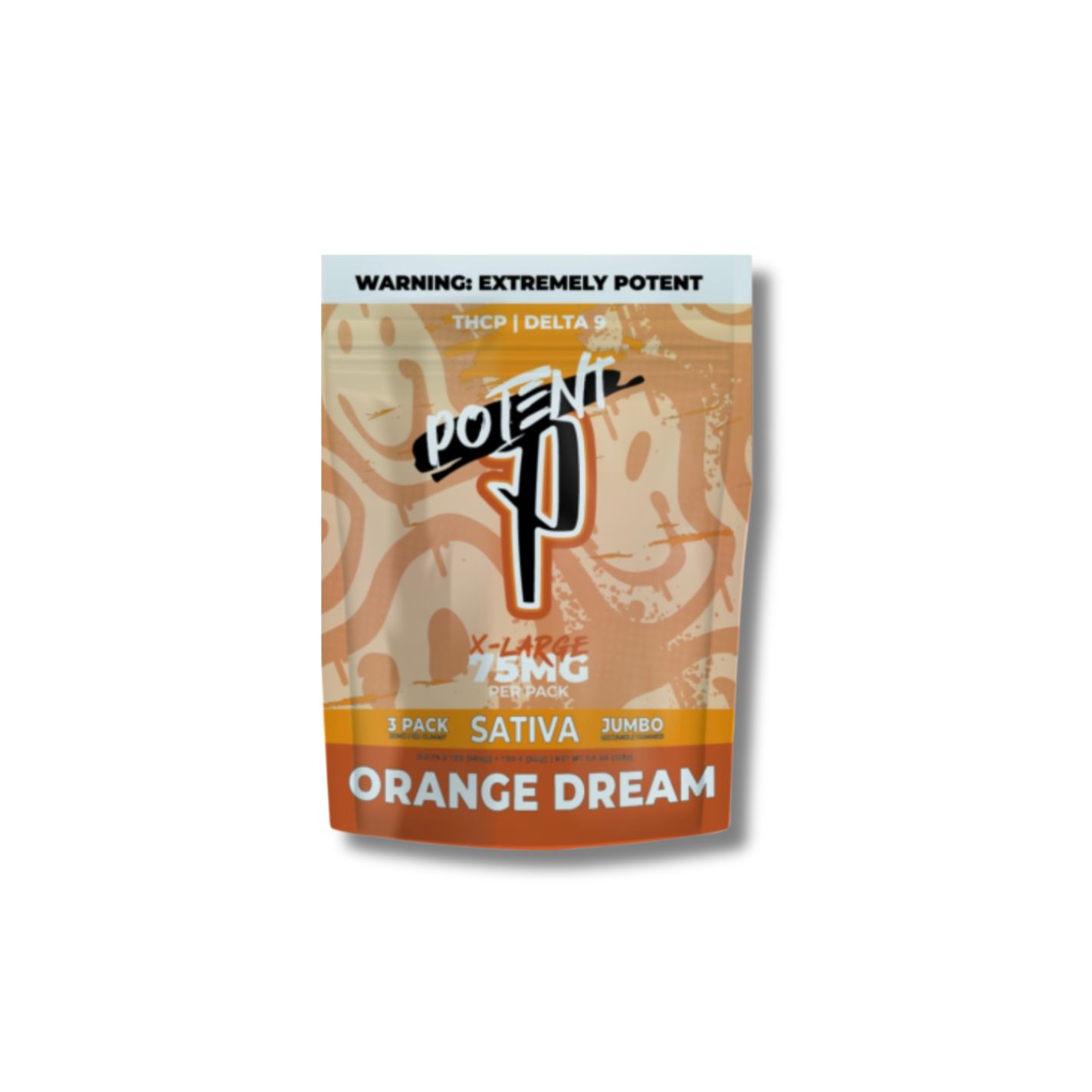 POTENT P- ORANGE DREAM- SATIVA 3 PACK 25MG THC 5MG THCP