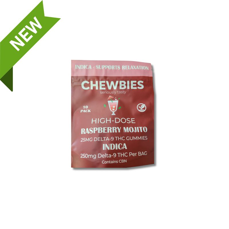 HIGH DOSE 25MG- RASPBERRY MOJITO- INDICA 10 CT