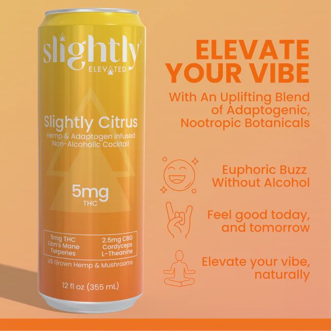 SLIGHTLY ELEVATED- SLIGHTLY CITRUS- 5MG THC 2.5G CBG WITH FUNTIONAL MUSHROOMS/ ADAPTOGENS/ AND TERPENES