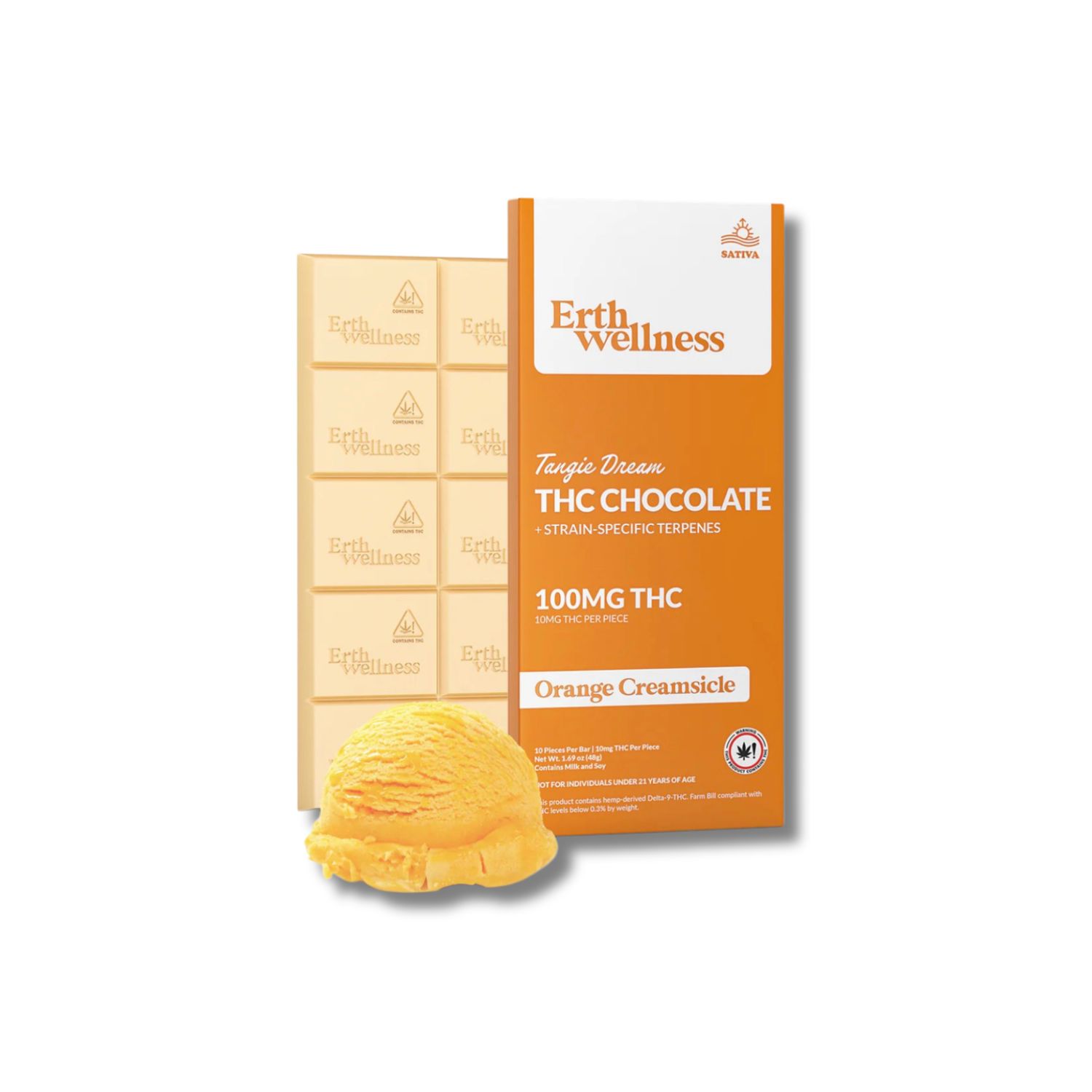 ORANGE CREAMSICLE THC CHOCOLATE BAR 100MG- TANGIE DREAM SATIVA