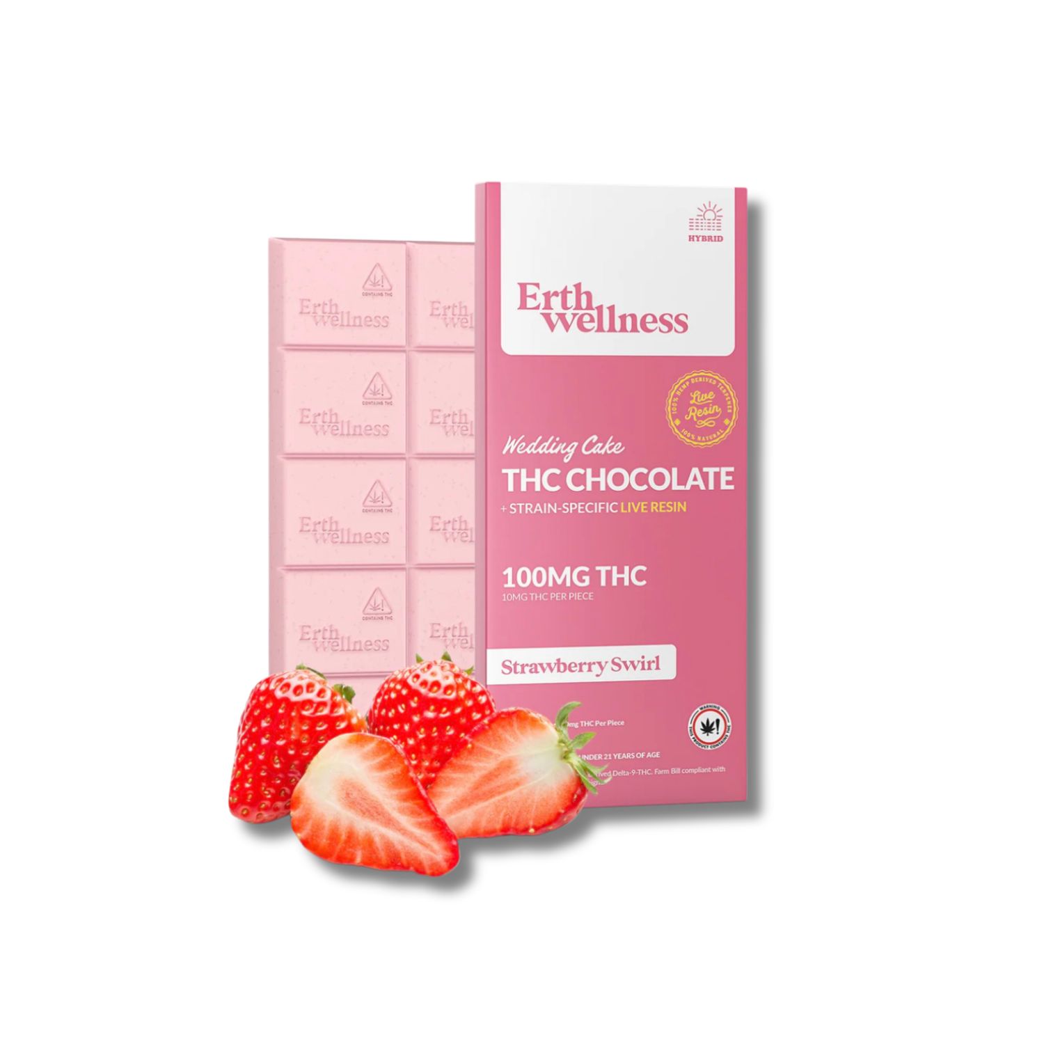 LIVE RESIN CHOCOLATE BAR STRAWBERRY SWIRL 100MG- WEDDING CAKE HYBRID