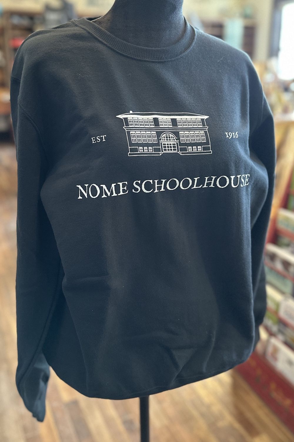 Adult Nome Schoolhouse Crew Sweatshirt, Color: Black, Size: Small