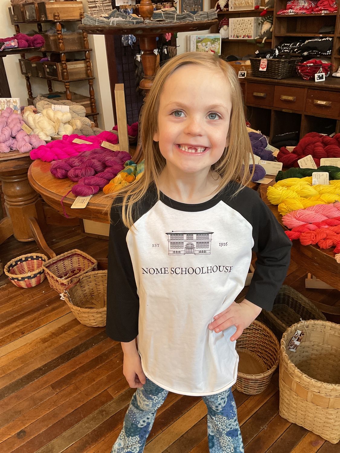 Youth 2/3 sleeve shirt- Nome Schoolhouse