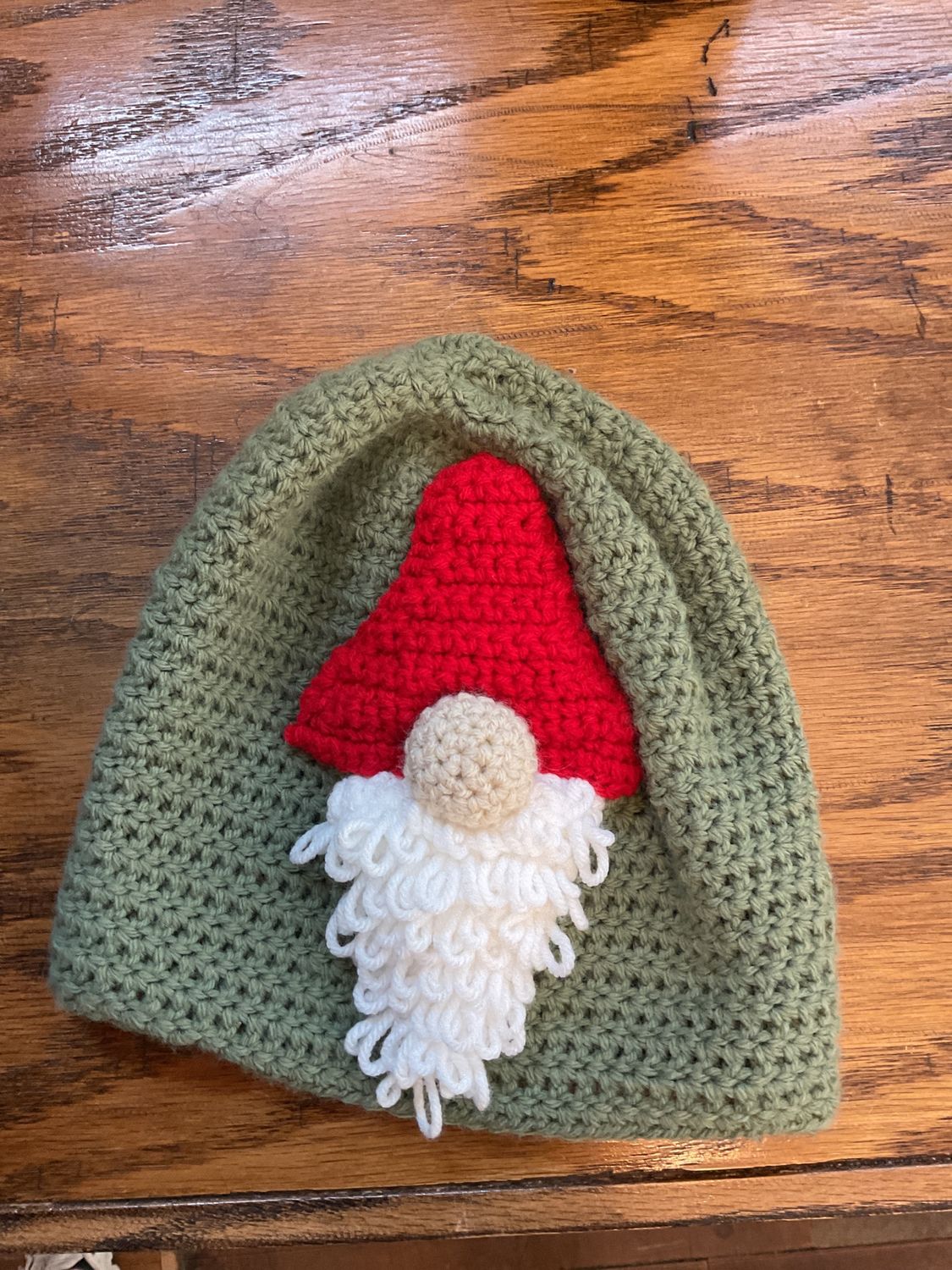 Crocheted gnome hat