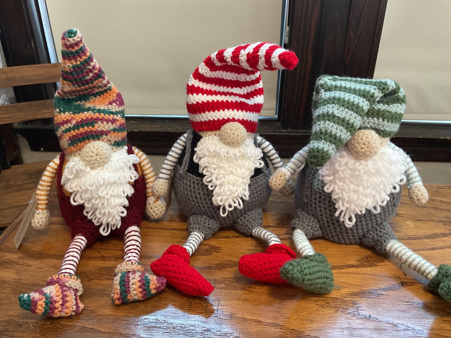Crocheted sitting gnome