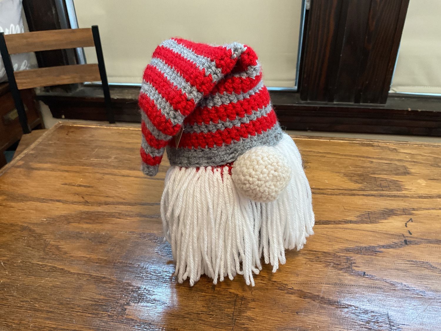 Crocheted gnome head