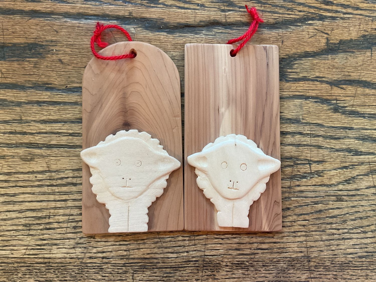 Cedar Hangers or Ornaments- Handmade Sheep