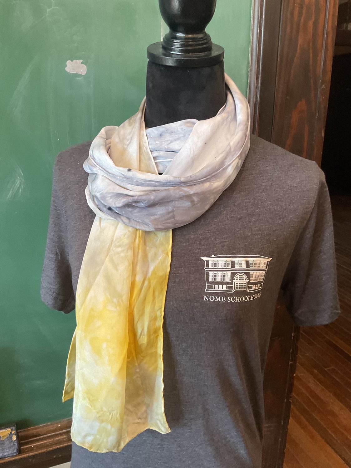 Hand Dyed Silk Scarves, Color: Gray/yellow