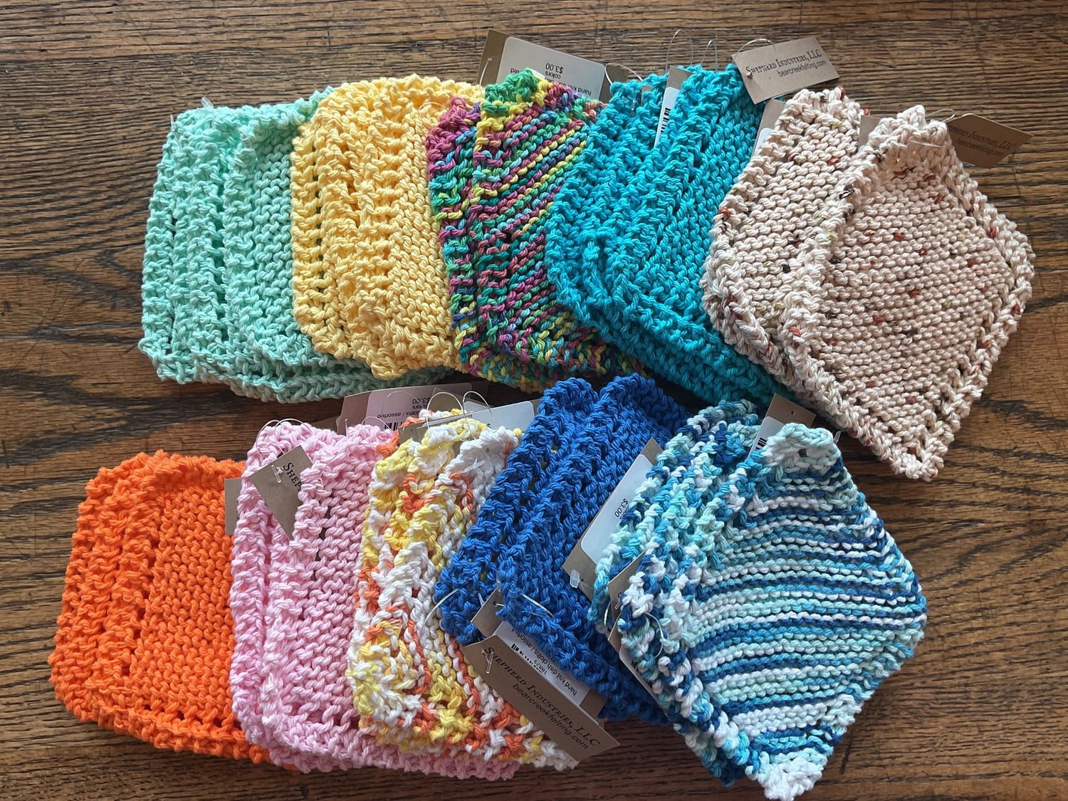 hand knit dish cloths