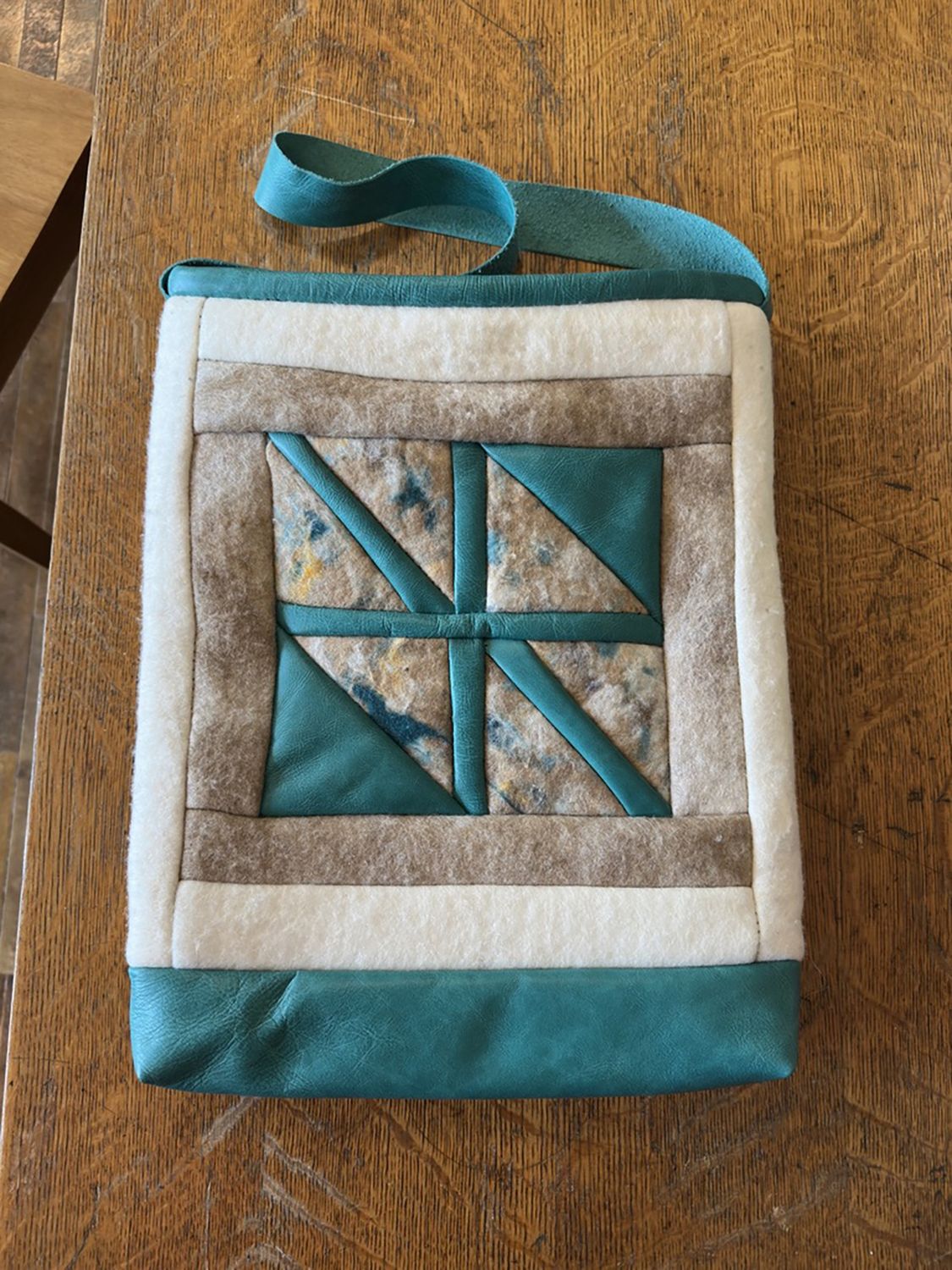 Wool leather tote