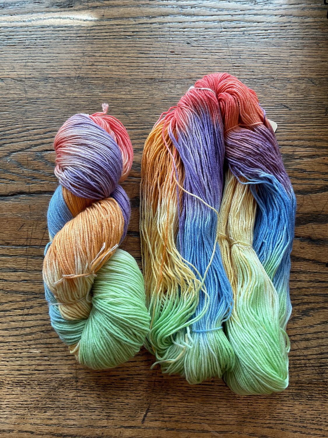 Dakota Dyed - Yarn - superwashed merino/nylon/yak, Color: Self striping rainbow