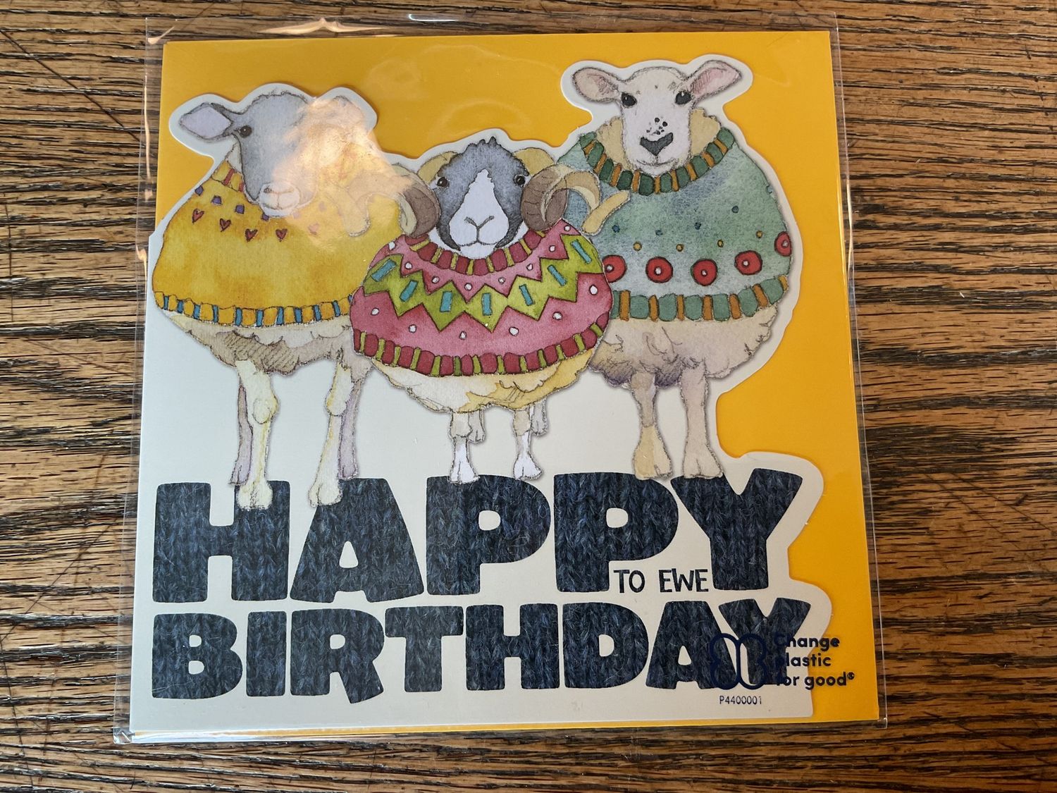 Card- Three Sheep  In Sweaters Birthday Die cut card