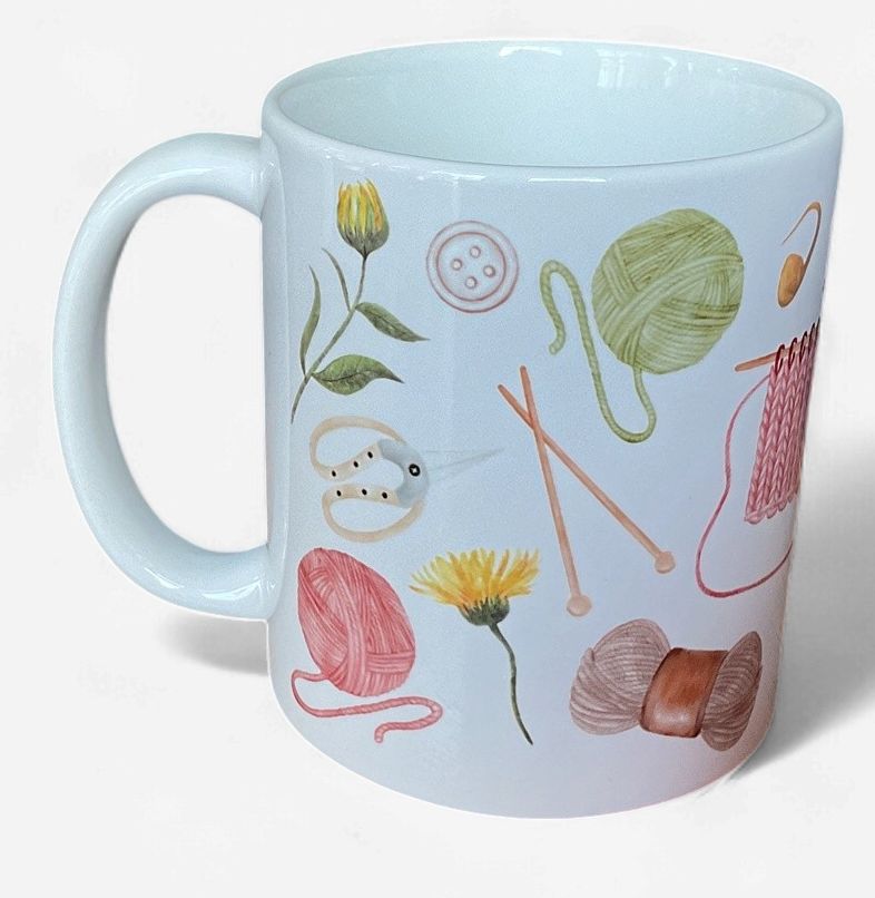 Vintage Haberdashery Mug, Style: Knitting, Volume: 11 oz