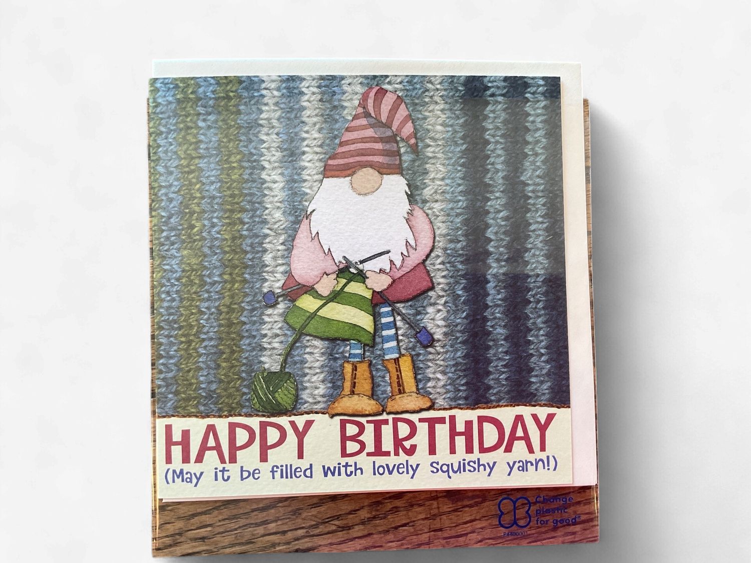 Card - Knitting Gnome Happy Birthday Card (May it be filled with squishy yarn)