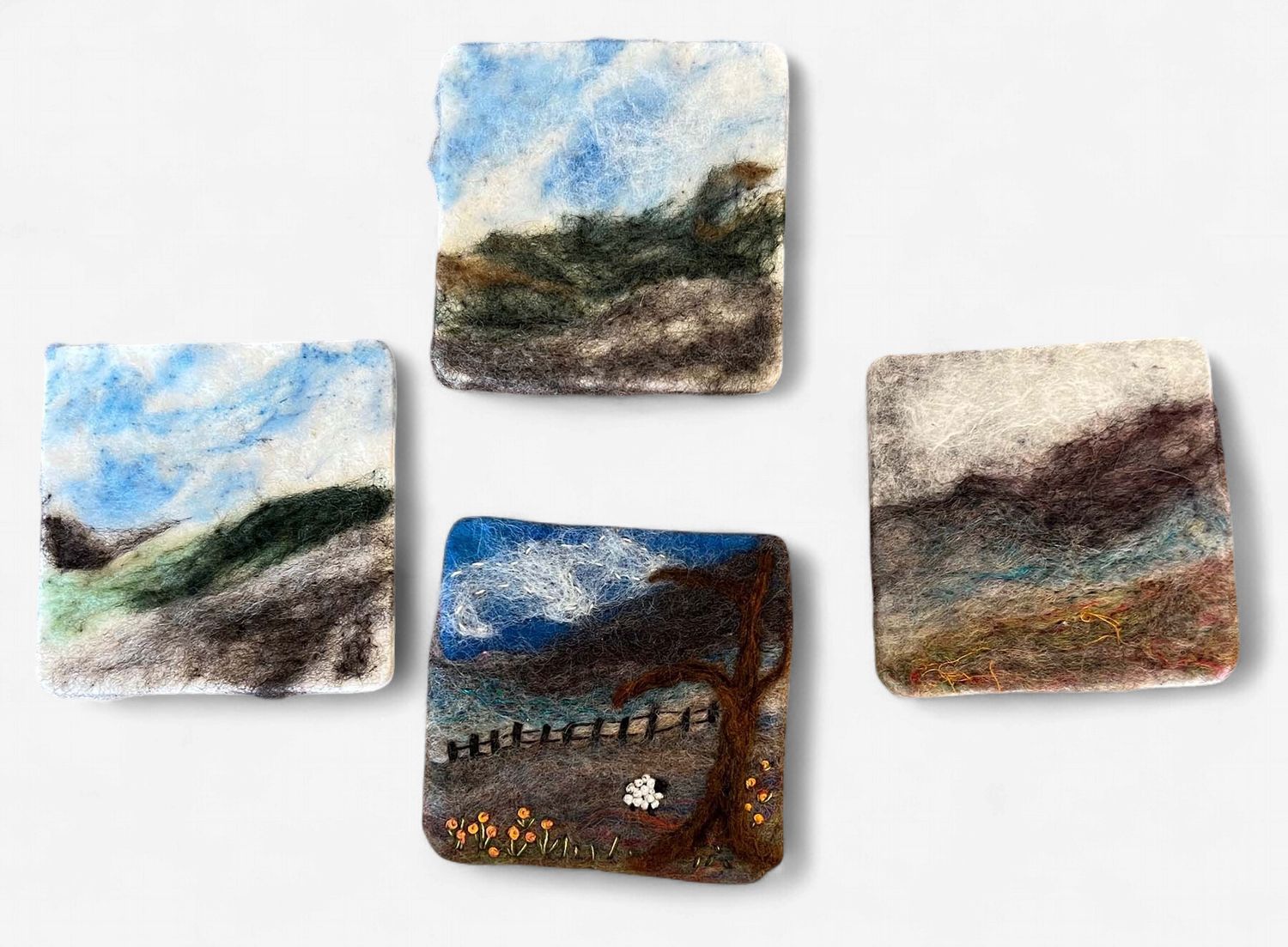 Nome Schoolhouse Needle Felting Landscape Coasters Quick Kit (Makes 4 Coasters, 4" x 4")