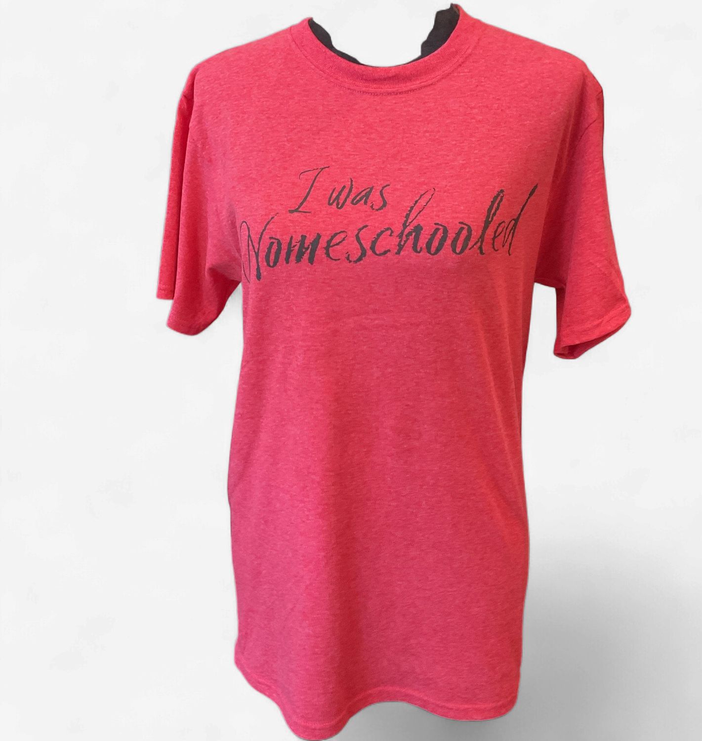 Adult I was Nomeschooled T-Shirt with Back Logo, Color: Red, Size: Small