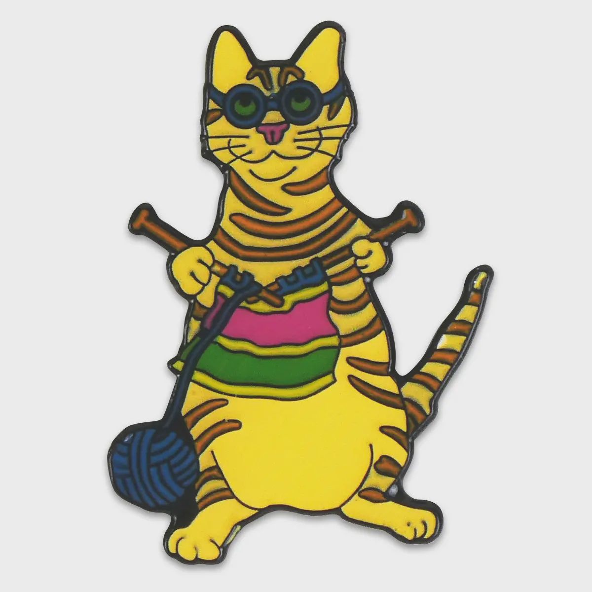 Emma Ball Enamel Pin, Style: Knitting Cat