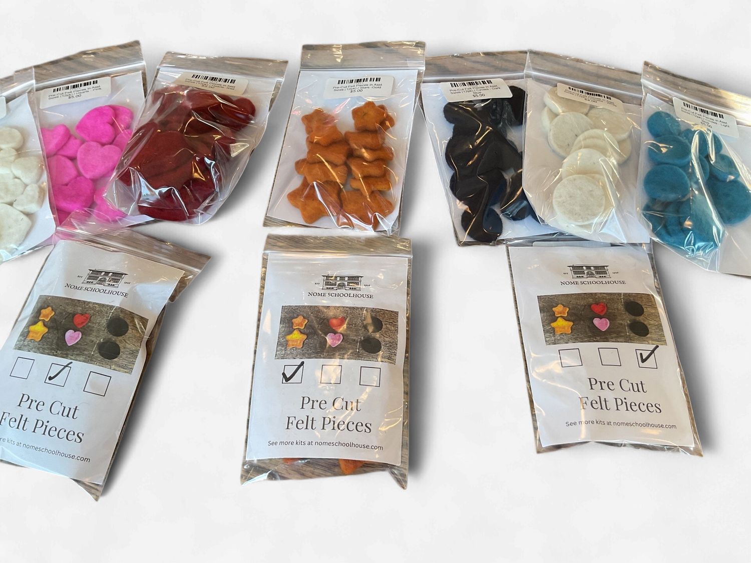 Nome Schoolhouse Pre-Cut Felt Pieces 12 Pack Assorted