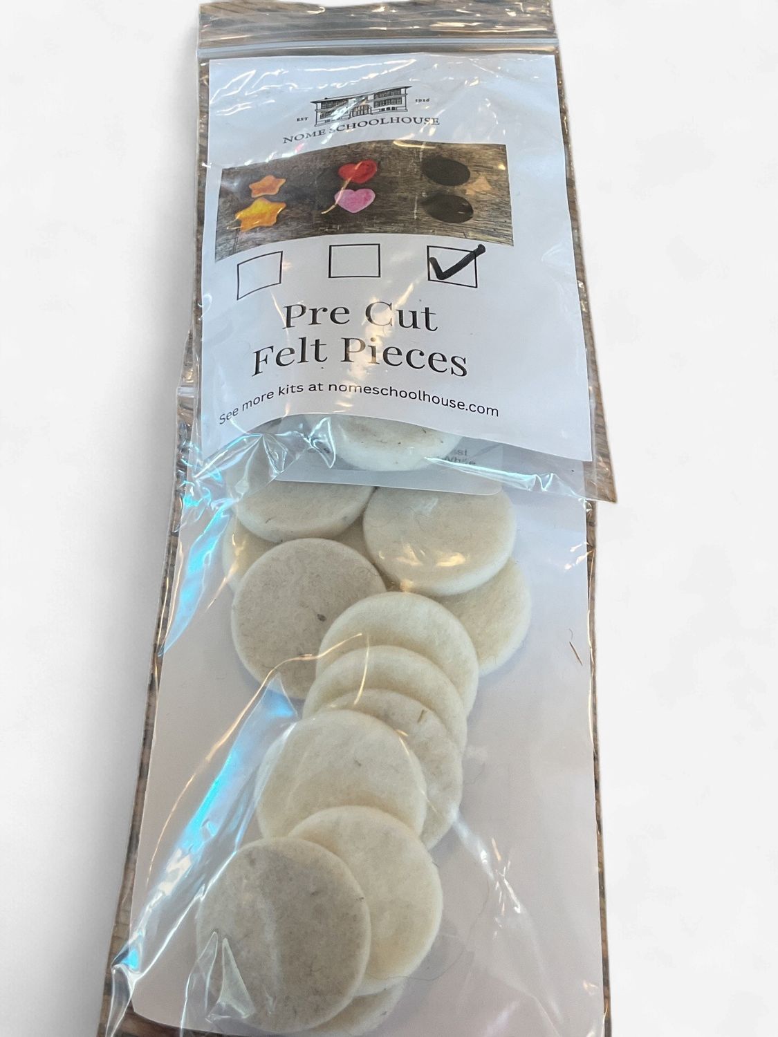 Nome Schoolhouse Pre-Cut Felt Pieces 12 Pack Assorted, Style: Circles - White
