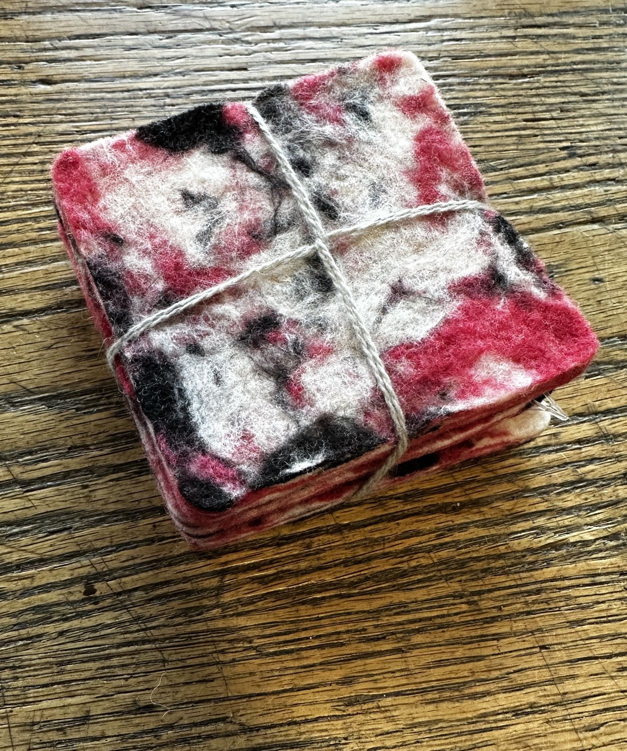 Nome Schoolhouse Color Felted Coasters 4 Pack, Color: black/white/pink/