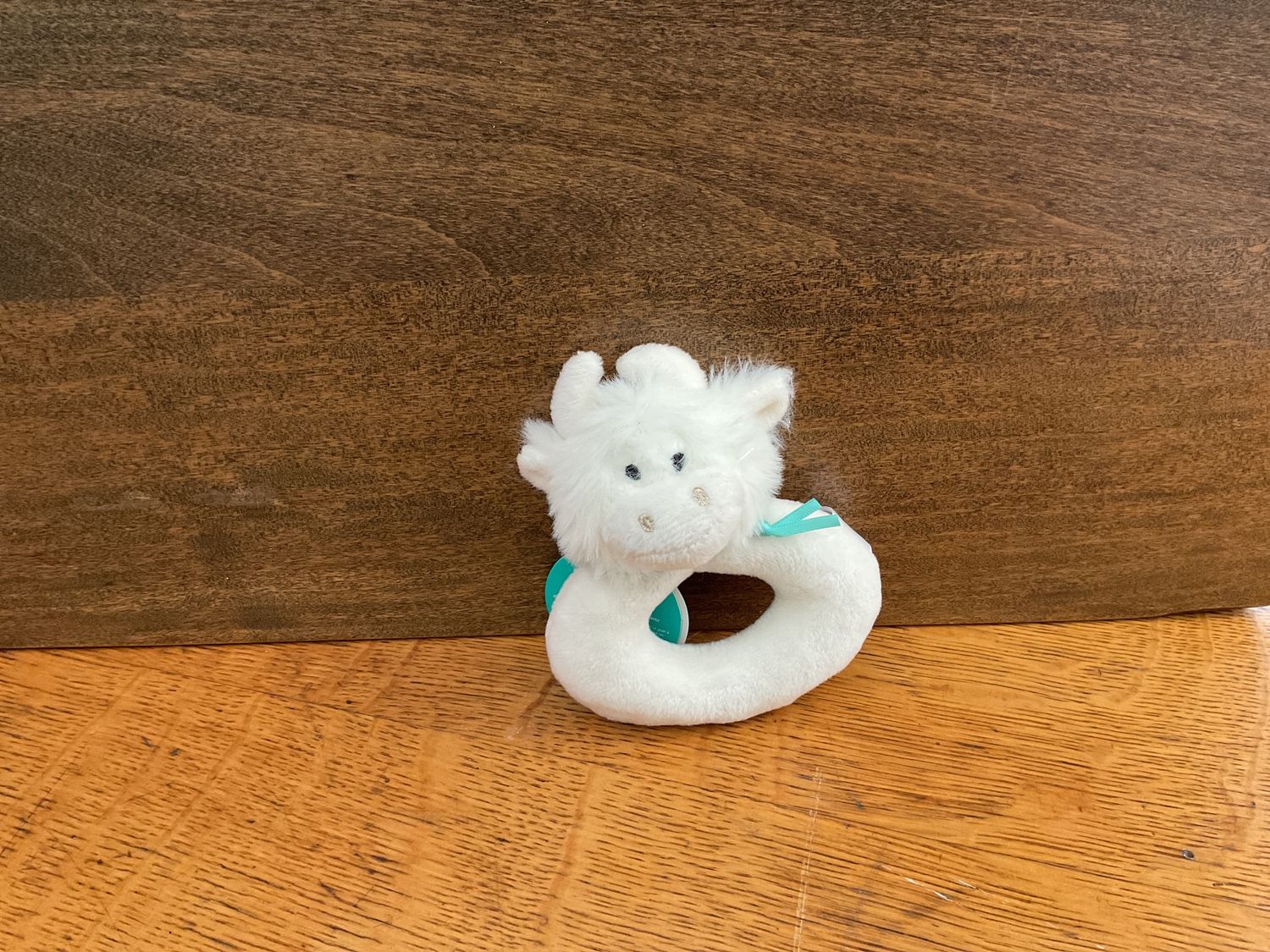 Plush Baby Rattle, Style: White highland cow