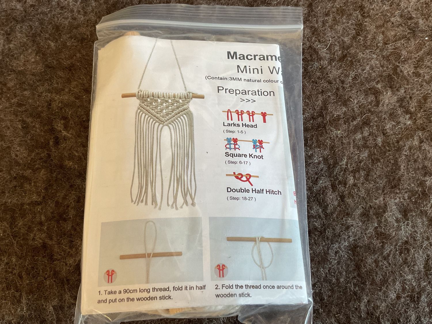 Macrame Mini Boho Wall Hanger Kit