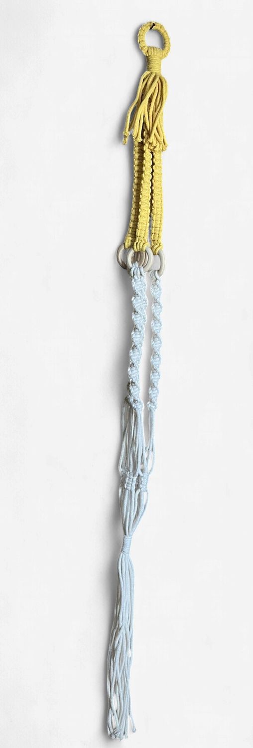 Macrame 31" Plant Hanger Cotton Cord, Color: Yellow/White