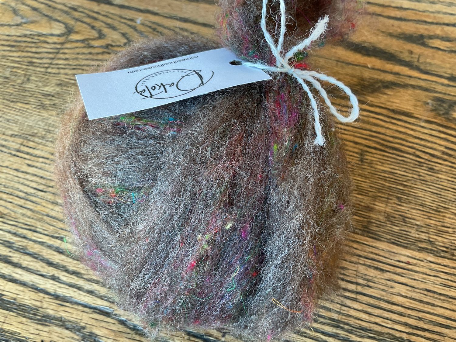 Romney Blend Roving for Spinning, Color: Romney/Multi-color Sari Silk