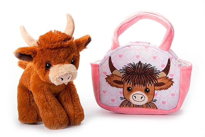 Plush Animal Set with Purse -  Highland Cow