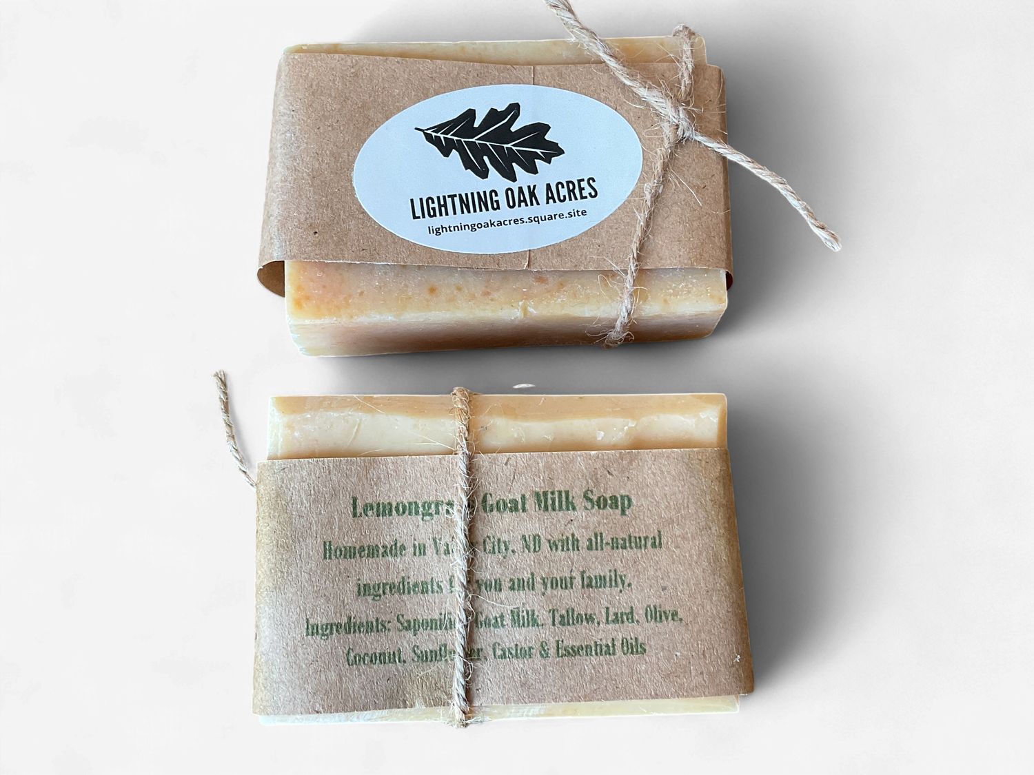 Lightning Oak Acres Goat Milk Soap, Scent: Lemongrass