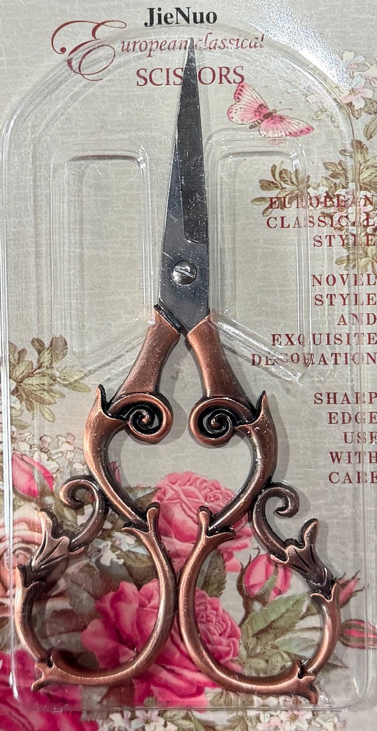 Jie Nuo European Classical Scissors 4.5 Inch, Color: Copper
