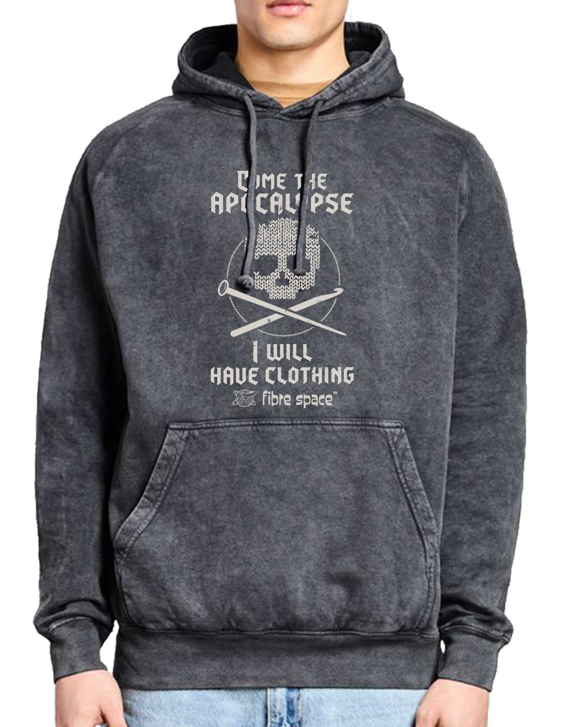 "Come the Apocalypse , I will have clothing" Raglan Hoodie in Vintage Black