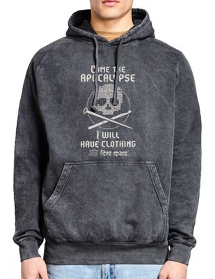 "Come the Apocalypse , I will have clothing" Raglan Hoodie in Vintage Black