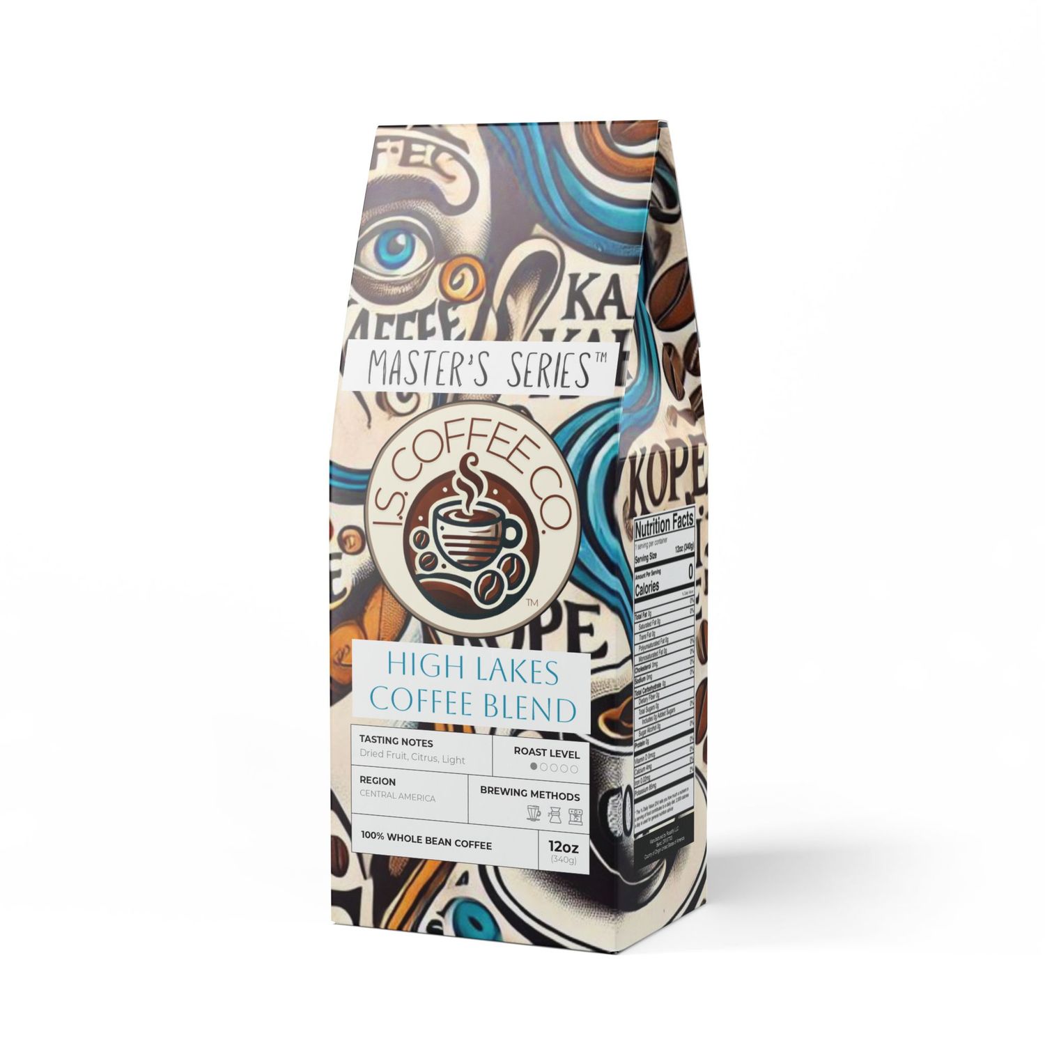 Package photo of I.S. Coffee Co. Master&#39;s Series High Lakes Whole Bean Light Roast Coffee