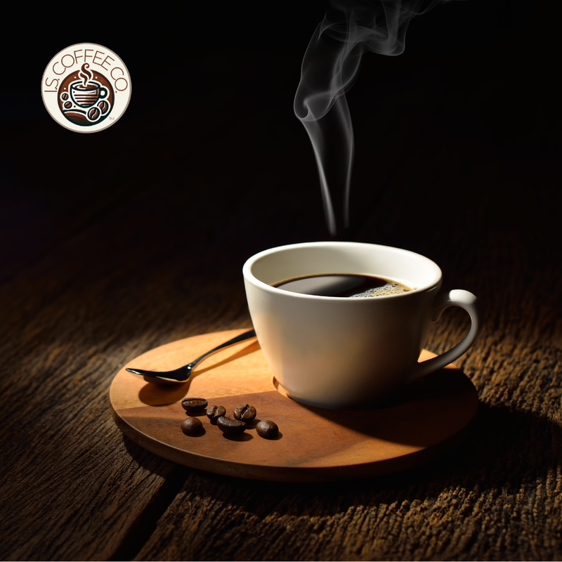 Photo of steaming cup of coffee