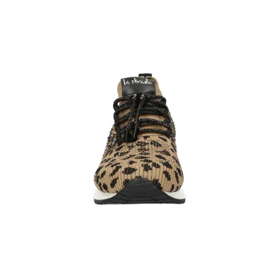 BLACK/BEIGE LEOPARD KNITTED+STONES SNEAKER